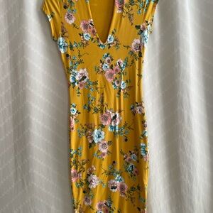 Floral Yellow Bodycon Dress